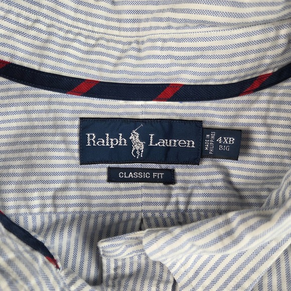 Polo Ralph Lauren Long Sleeve Button Down Shirt Mens 4XB Big Blue Striped - Picture 3 of 8